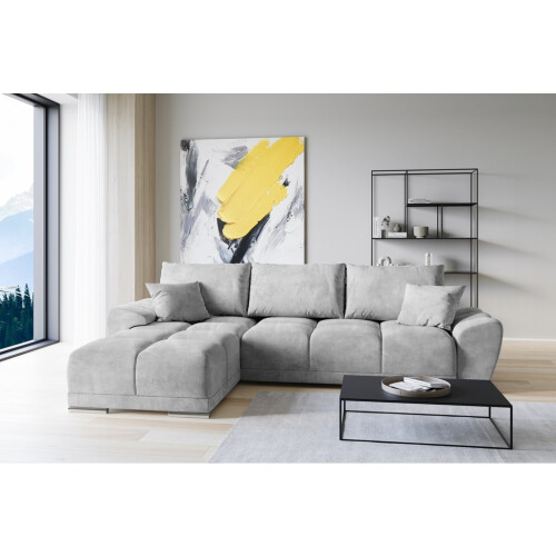 GABA LONDON L-Shaped Universal Corner Sofa Grey Matt Velvet