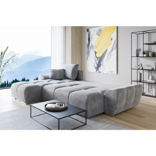 GABA LONDON L-Shaped Universal Corner Sofa Grey Matt Velvet 2