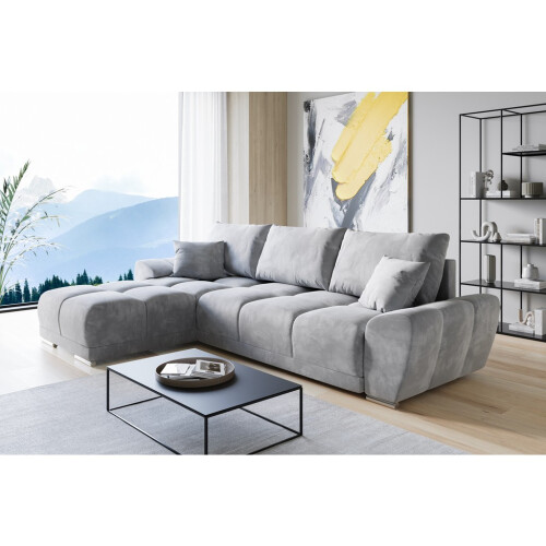 GABA LONDON L-Shaped Universal Corner Sofa Grey Matt Velvet 1
