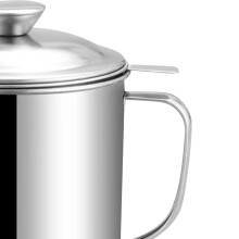 Stainless Steel Oil Container 1.3L with Strainer, Large Capacity