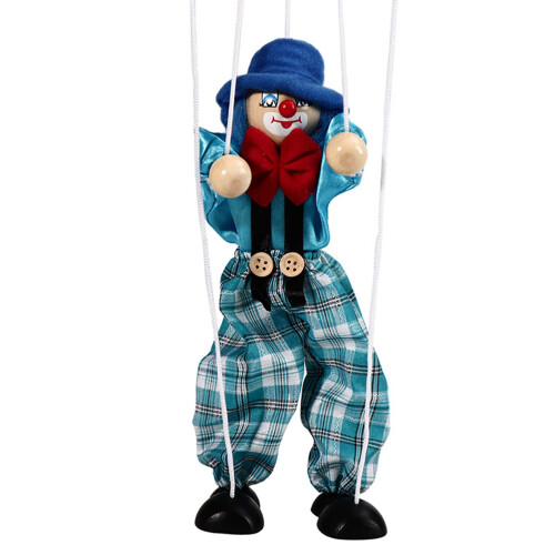 Funny Colorful Pull String Puppet Vintage Clown 1