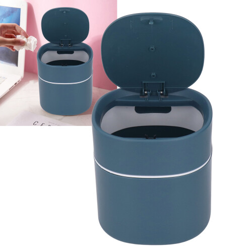 Mini Desktop Trash Can 14x13cm Blue | ABS & PP Debris Bin