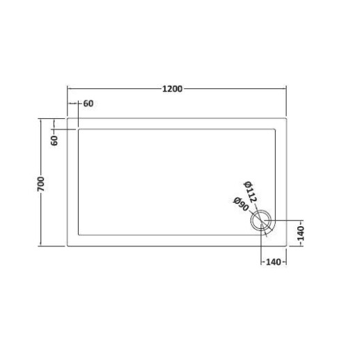 NES Home Harper Rectangle 1200 x 700mm Shower Tray Slate Grey 2
