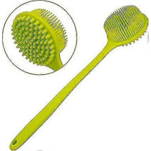 KINZON Brosses de Bain Silicone Brosse de Douche Long Manche (Vert) Double Face avec Poils Doux pour Femmes Hommes