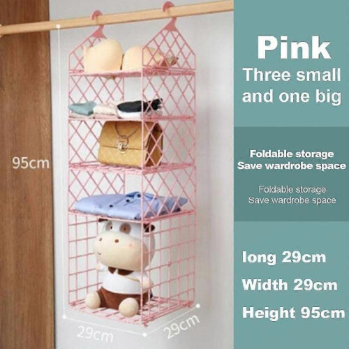 (pink A5) Storage Rack Multi-layer Storage Shelf Bedroom Wardrobe Dormitory Hanging Multi-layer-SYKJ
