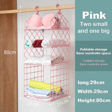 (pink A3) Storage Rack Multi-layer Storage Shelf Bedroom Wardrobe Dormitory Hanging Multi-layer-SYKJ
