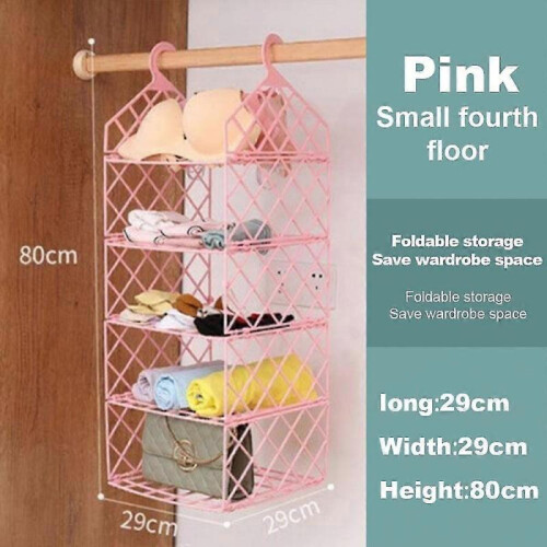 (pink A4) Storage Rack Multi-layer Storage Shelf Bedroom Wardrobe Dormitory Hanging Multi-layer-SYKJ