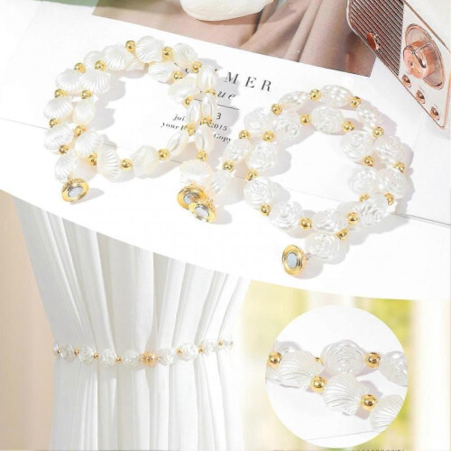 (30cm, Shell Style) 2 Pack Cute Curtain Tie Magnetic Curtain Tieback Holdback for Office Decor 1