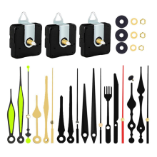 3-teiliges Uhrwerk-Set mit 6 verschiedenen Uhrzeigern, DIY-Reparatur für Wanduhren, Ersatzteile für stille Uhr