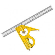 (Ordinary Yellow) Multifunctional Combination of Movable Angle Ruler Set Stainless Steel Multipurpose Horizontal Right Angle Ruler for Woo