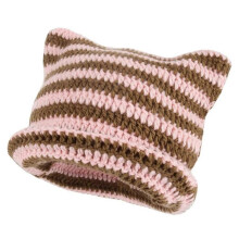 (Pink) Women's Cat Beanie Crochet Hats with Ears Knitted Winter Warm Elastic Cap Slouchy for Girls Adults Kids