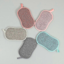 KINZON 5 avables Rutilisables Microfibre Vaisselle Grattante Ecologique Tampons Antibactrienne Non Odor Brosse pour Menage Poles Pots avec Crochet Adh