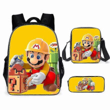 KINZON 3Pcs Cartoon Super Mario Student Schoolbag Backpacks Shoulder Bags Pencil Case 05