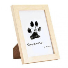 (Wood Color) Pet Handprint and Footprint Kit with Frame, DIY Cat Dog Paw Print Kit, Keepsake Gift for Pets