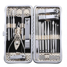 (Glod) 19-in-1 Manicure Set, Professional Nail Clippers & Pedicure Kit, Stainless Steel Nail & Facial Grooming Tools for Women Men