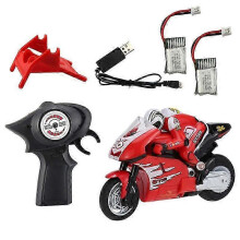 (Red-2B) RC Motorcycle Electronic Remote Control Racing Car High Speed Electric Off-Road Car Rechargeable 2.4Ghz Stunt Motorbike For Boys
