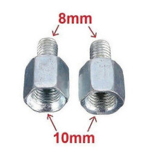 2 Pcs Motorcycle Scooter Clockwise Threaded10mm Female Clockwise To 8mm Male Clockwise Mirror Adapters