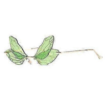 (Green) Butterfly Sunglasses Dragonfly Wing Rimless Sunglasses Women Men Sun Glasses