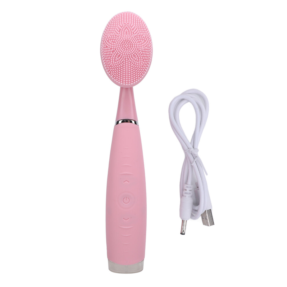 Pink Facial Cleansing Brush Silicone Face Scrubber Ipx6