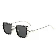 (Silver) Vintage Metal Steampunk Sunglasses Men Women Square Sun Glasses For Men Women Stylish Retro Brand Shades Male Female UV400