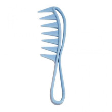 (Blue) Wide Tooth Shark Plastic Comb Curly Hair Salon Hairdressing Comb Massage Hair