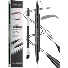 (Brown) Natural Brow Eyebrow Pen, New 2-In-1 Dual-Ended Microblading Eyebrow Pencil, with Micro-Fork-Tip and Precise Brush-Tip