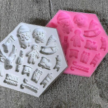 Set Of 2pcs Silicone Fondant Molds for Xmas Decoration, Moulds for Cake,chocolate,jelly,candy, Etc.