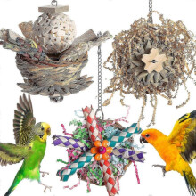 (6PCS) 3Pcs Bird Toy Tearing Cluster Parrot Foraging Chewing Toy Shredding Paper for Teeth Blocks Grass Cage Hanging Toy Pet Grinding Teeth Toy
