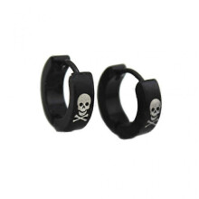 Stainless Steel Hoop Men Skull Crossbones Hoop Cuff Earring Ear Studs Punk