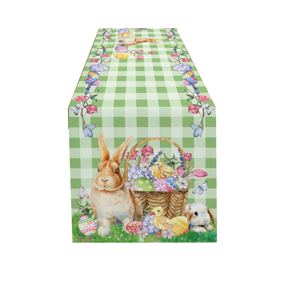 (Style 7, 180 x 33cm-1) Easter Bunny Table Runner Dining Tablecloths Egg Duck Flower Party Decor Cover-image-OPC-PBBBNHT-NEW