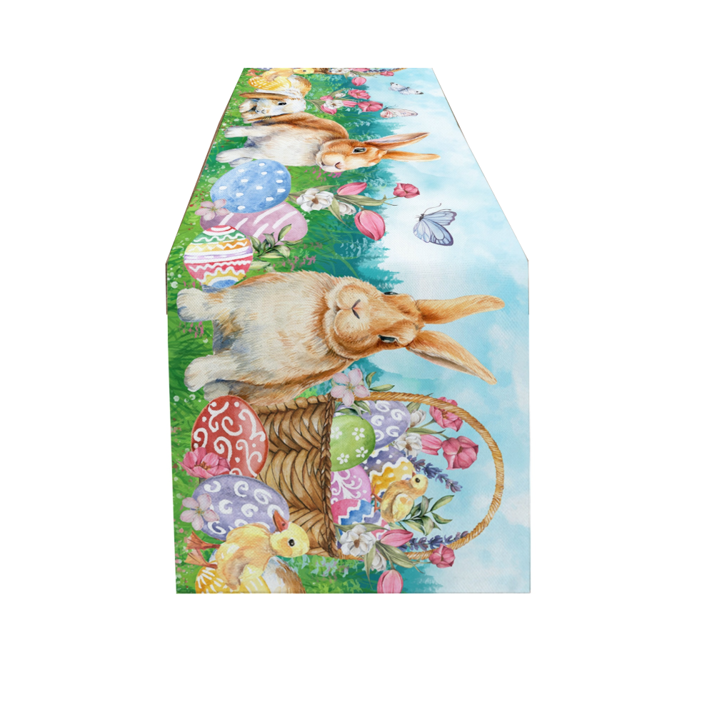 (Style 14, 180 x 33cm-1) Easter Bunny Table Runner Dining Tablecloths Egg Duck Flower Party Decor Cover-image-OPC-PBBBNHH-NEW