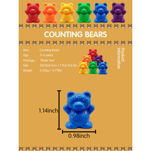 Kids Colorful Counting Bears Set Rainbow Bears 1