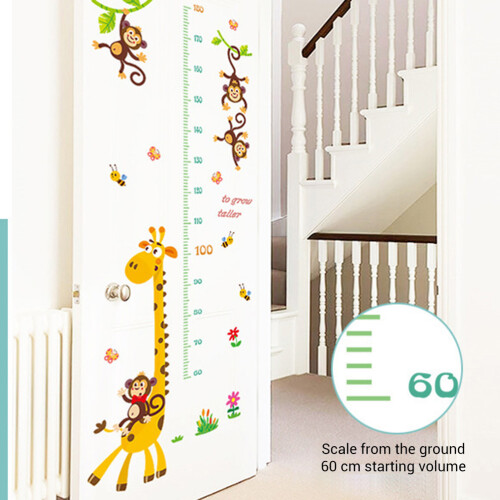 Cartoon Giraffe Monkey Height Measure Wall 2
