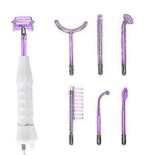 (Violet Ray No Box) 7 Red Or Violet Ray Electrodes Glass Tube Wand Face Body Massage Acne Removal High Frequency Facial Skin Care Spa Beauty Device