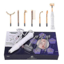 (Red Ray With Box) 7 Red Or Violet Ray Electrodes Glass Tube Wand Face Body Massage Acne Removal High Frequency Facial Skin Care Spa Beauty Device