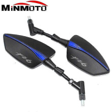 (Blue) For Yamaha Fz6 Fz-6 Fz6n Fz6s Fazer Aluminum Cnc Motorcycle Side Mirror Rearview Mirrors