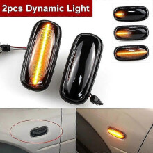 (2pcs Dynamic)2pcs Led Side Marker Lamp Turn Signal Indicator Light For Land Rover Defender Td5 98-15 Freelander 1 02-05 Discovery 2 99-04