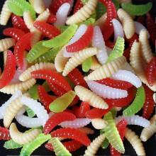 (A04 50PCS)Soft Bread Bug Fishing Lures 50pcs Lifelike Worm Soft Lure Earthworm Artificial Bait