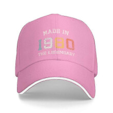 (Pink)Personalized Made In 1980 Baseball Cap Hip Hop Adjustable The Legendary Are Born In 1980 42th Birthday Gift Dad Hat Autumn