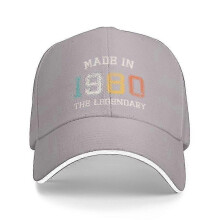 (Gray)Personalized Made In 1980 Baseball Cap Hip Hop Adjustable The Legendary Are Born In 1980 42th Birthday Gift Dad Hat Autumn