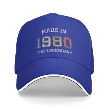 (Blue)Personalized Made In 1980 Baseball Cap Hip Hop Adjustable The Legendary Are Born In 1980 42th Birthday Gift Dad Hat Autumn