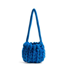 (Blue) Fashion Crochet Crossbody Bags Designer Knitted Women Shoulder Bags Rope Woven Messenger Bag Handmade Small Tote Shopper Purses