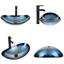 (Blue & Boat Shape) Bathroom Sink Basin Countertop Wash Bowl Basin UK