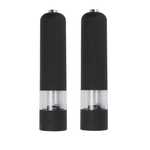 2X Electric Black Salt Pepper Grinder Mill Adjustable Coarseness Light