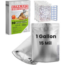 30 sacs Mylar pour la conservation des aliments 1 gallon - Extra    pais 15 mil - Longue dur   e et qualit    alimentaire - Sacs Mylar avec absorbeurs