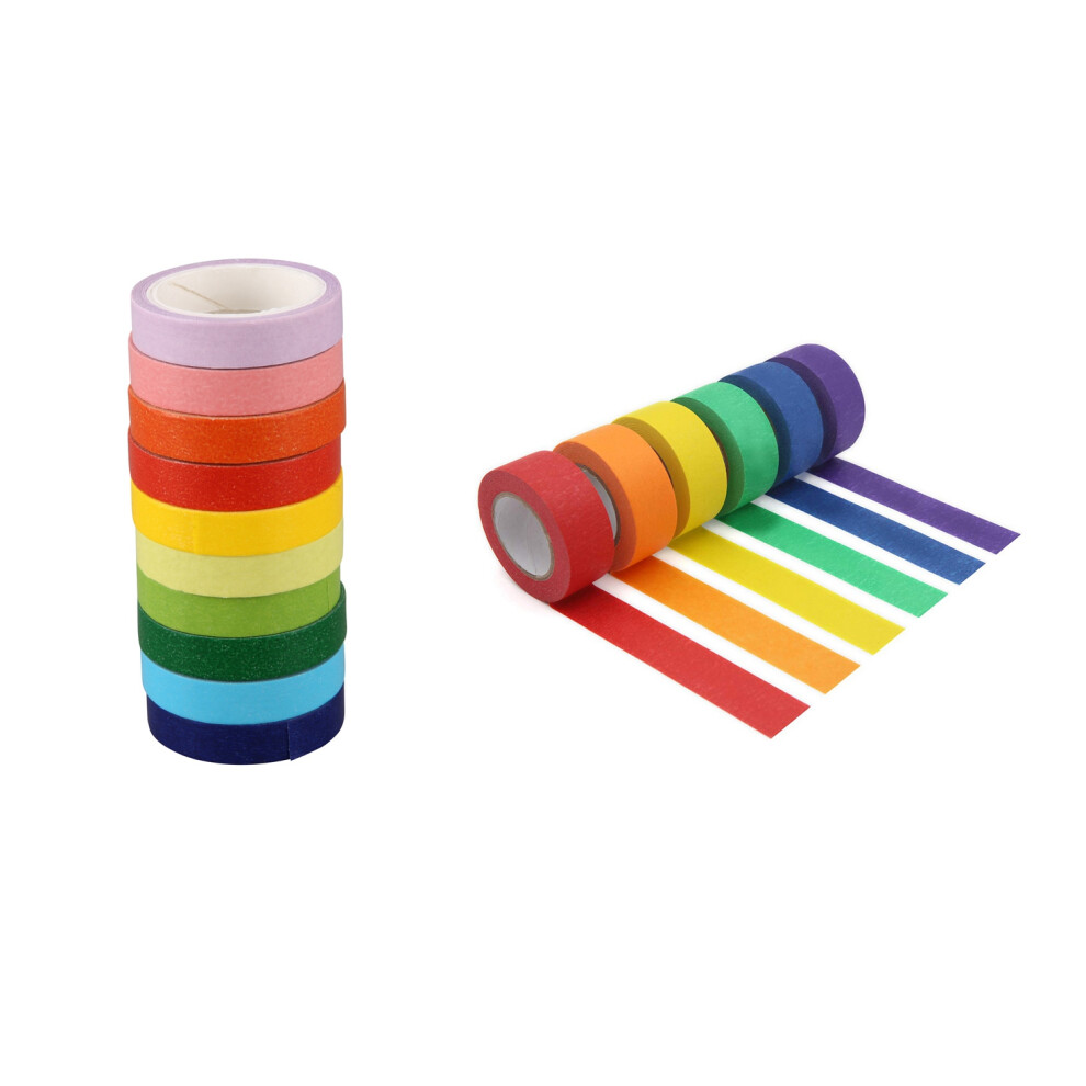 Nastro Decorativo Washi Fai Da Te, Adesivo Arcobaleno, Carta Da Mascheratura, Set Da 10 Rotoli