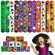 48 kpl Halloween Slap Rannekoru Valikoima Snap Rannekoru Pumpkin Witch Rannekkeet lapsille Temppu tai herkku Halloween Party Favors Supply