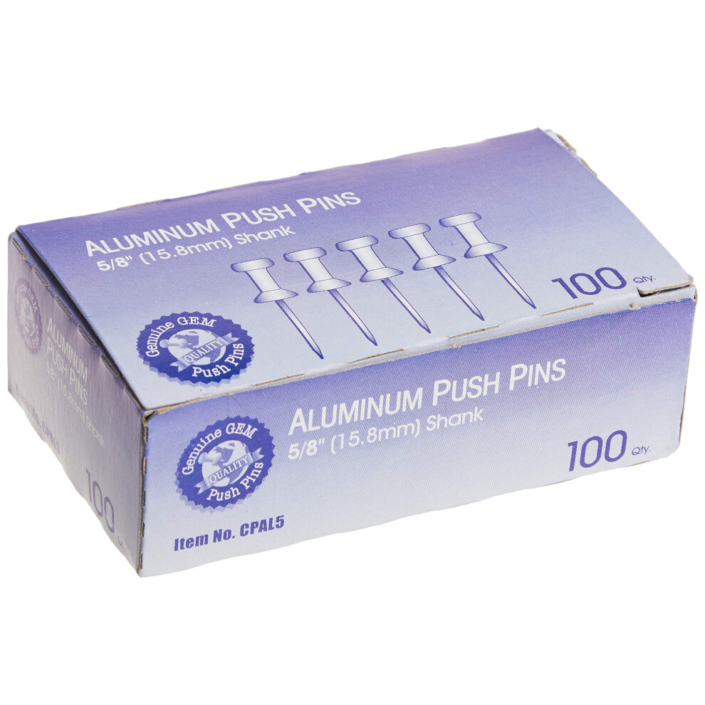 ADVANTUS Aluminum Head Push Pins Steel 5/8-Inch Point Silver 100 per Box (CPAL5)-image-OPC-PFDT285-NEW