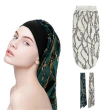 4pcs Women Elastic Band Sleep Cap Set Satin Bonnet Night with Headband Fashion