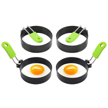 4 Pack Stainless Steel Egg Rings with Silicone-Grip Handles BPA Free, Non-Stick